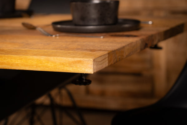 Galaxie Solid Mango Wood Industrial Extendable Dining Table with Star Shaped Frame 160-240 cm