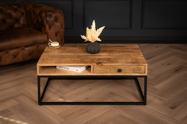 Woodland Drawer Natural Mango Wood Coffee Table 100 cm