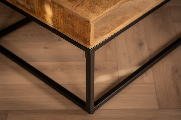 Woodland Drawer Natural Mango Wood Coffee Table 100 cm