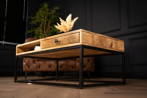 Woodland Drawer Natural Mango Wood Coffee Table 100 cm