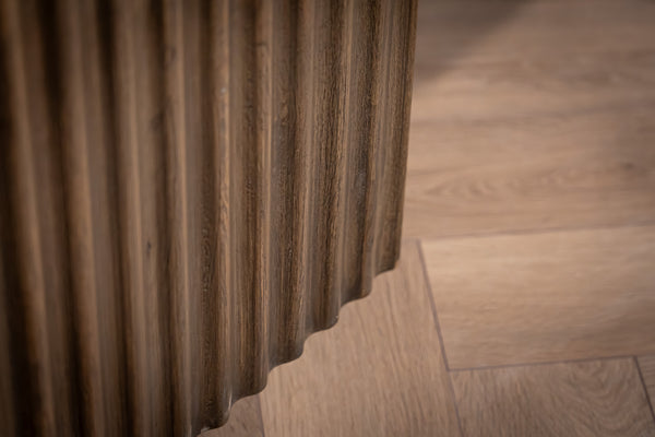 Louvre Solid Mango Wood Sideboard with Fluted Design Fronts in Grey Brown 180 cm