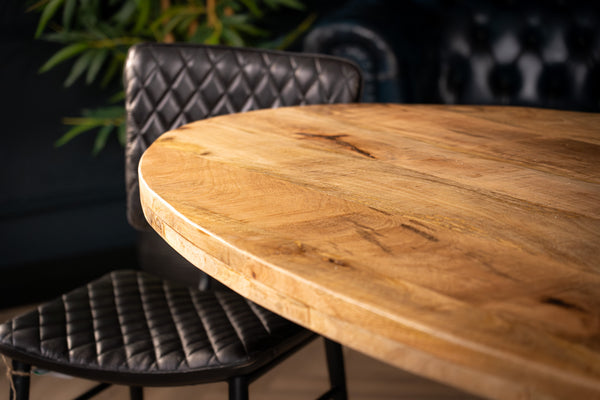 Galaxie Industrial Design Natural Mango Wood Oval Dining Table with Black Spider Legs 240 cm