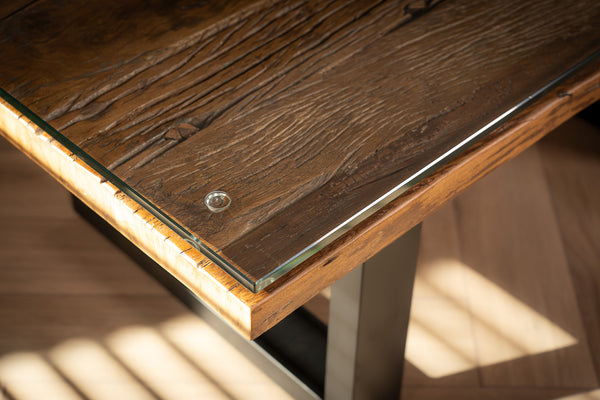 Forest Recycled Wood Coffee Table with Black Sled Frame 110 cm