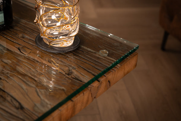 Forest Recycled Wood Coffee Table with Black Sled Frame 110 cm