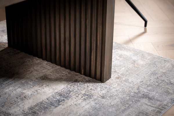 Louvre Solid Mango Wood Dining Table with Fluted Legs Design in Grey Brown 200 cm