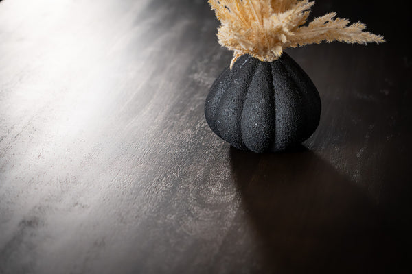 Louvre Solid Mango Wood Dining Table with Fluted Legs Design in Grey Brown 200 cm