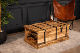 Cellar Mango Wood Coffee Table Bar with wine storage 100 cm