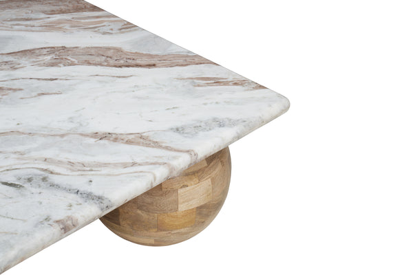 Solid Mango Wood Natural Toronto Marble Beige Coffee Table - Lucerne Natural 120cm