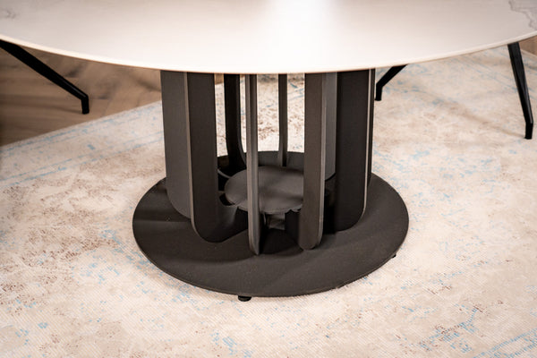 Fresco Italian Sintered Stone Round Dining Table in Calacatta White Marble 150 cm