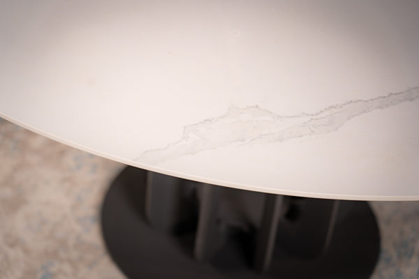 Fresco Italian Sintered Stone Round Dining Table in Calacatta White Marble 150 cm