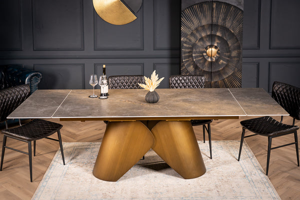 Nemesis Extendable Italian Sintered Stone Dining Table in Vienna Black Gold Marble Look 180-220-260 cm