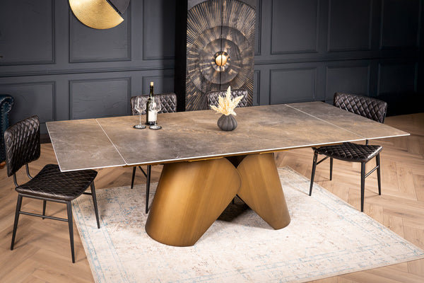 Nemesis Extendable Italian Sintered Stone Dining Table in Vienna Black Gold Marble Look 180-220-260 cm