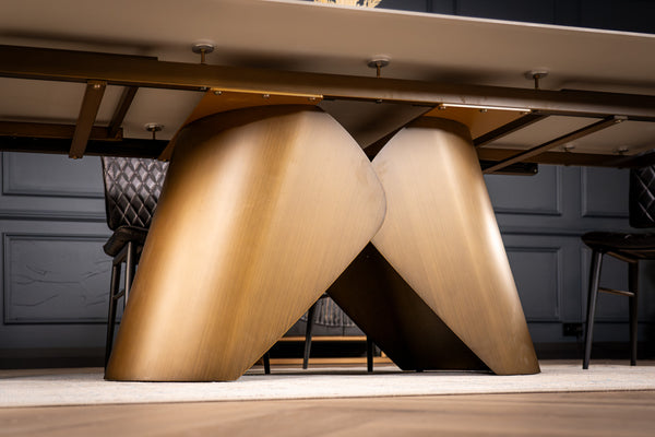 Nemesis Extendable Italian Sintered Stone Dining Table in Vienna Black Gold Marble Look 180-220-260 cm