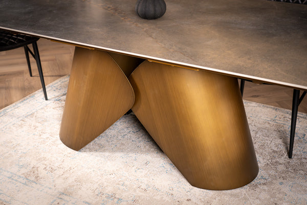 Nemesis Extendable Italian Sintered Stone Dining Table in Vienna Black Gold Marble Look 180-220-260 cm