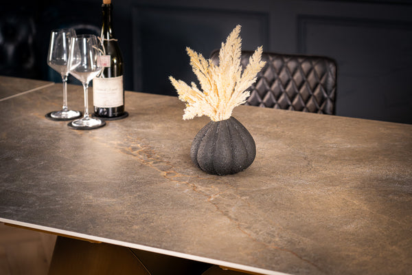 Nemesis Extendable Italian Sintered Stone Dining Table in Vienna Black Gold Marble Look 180-220-260 cm