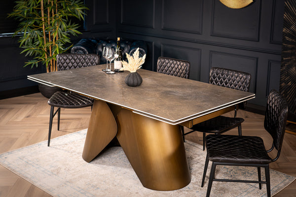 Nemesis Extendable Italian Sintered Stone Dining Table in Vienna Black Gold Marble Look 180-220-260 cm