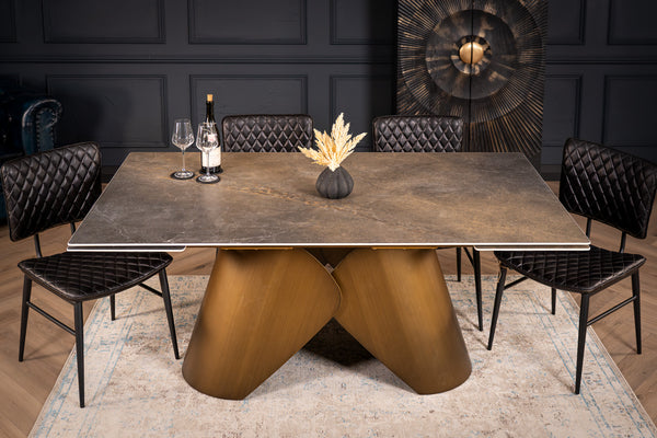 Nemesis Extendable Italian Sintered Stone Dining Table in Vienna Black Gold Marble Look 180-220-260 cm