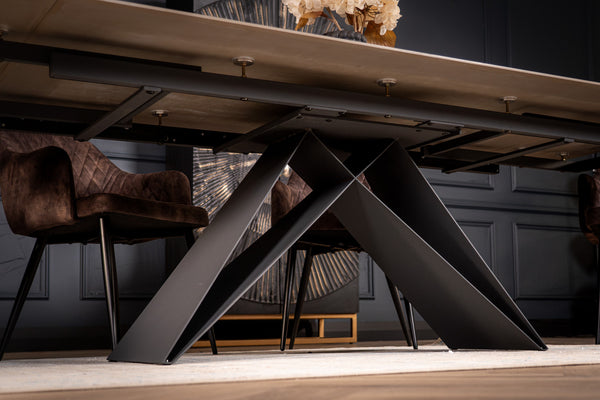 Apollo Extendable Italian Sintered Stone Dining Table in Black Diamond Marble Look 180-220-260 cm