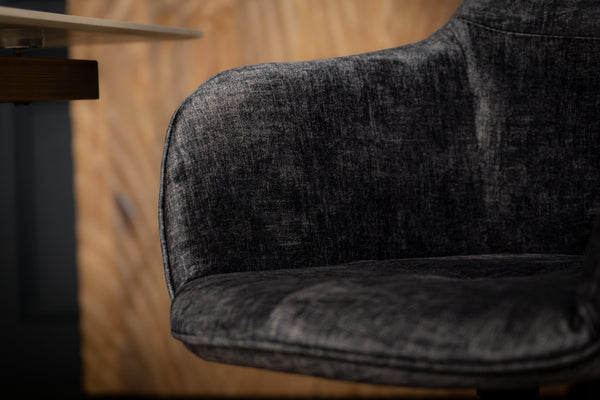 Modern Baroque Rotatable Design Grey Velvet Retro Style Chair with Chesterfield Design Stitching