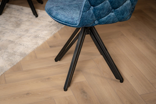 Modern Baroque Rotatable Design Blue Velvet Retro Style Chair with Chesterfield Design Stitching