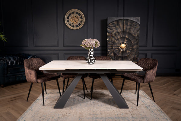 Oasis Extendable Italian Sintered Stone Dining Table in Italian White Marble Look 160-200-240 cm