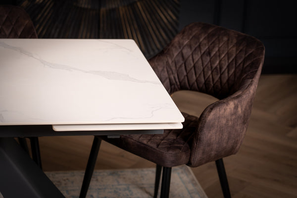 Oasis Extendable Italian Sintered Stone Dining Table in Italian White Marble Look 160-200-240 cm