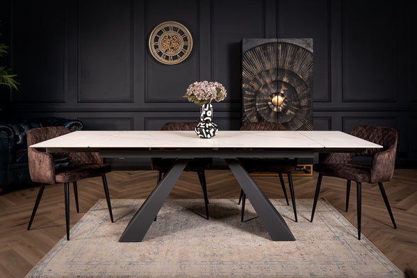 Oasis Extendable Italian Sintered Stone Dining Table in Italian White Marble Look 160-200-240 cm