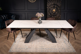 Oasis Extendable Italian Sintered Stone Dining Table in Italian White Marble Look 160-200-240 cm