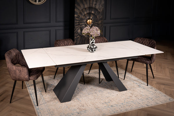 Oasis Extendable Italian Sintered Stone Dining Table in Italian White Marble Look 160-200-240 cm