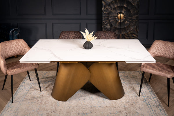 Nemesis Extendable Italian Sintered Stone Dining Table in Italian White Marble Look 180-220-260 cm