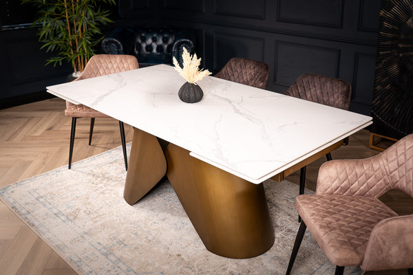 Nemesis Extendable Italian Sintered Stone Dining Table in Italian White Marble Look 180-220-260 cm