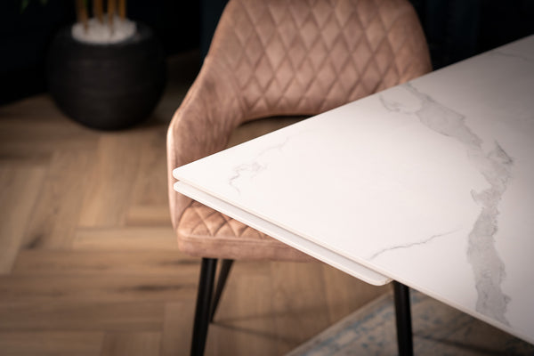 Nemesis Extendable Italian Sintered Stone Dining Table in Italian White Marble Look 180-220-260 cm