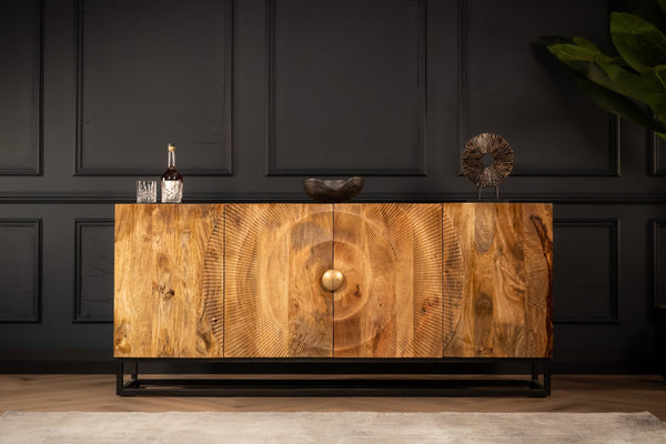 Sunset Handcrafted Solid Mango Wood Natural Brown Sideboard 177 cm