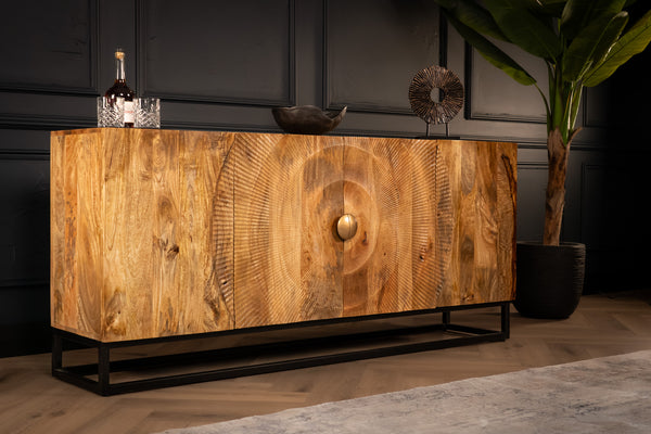 Sunset Handcrafted Solid Mango Wood Natural Brown Sideboard 177 cm