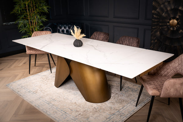 Nemesis Extendable Italian Sintered Stone Dining Table in Italian White Marble Look 180-220-260 cm