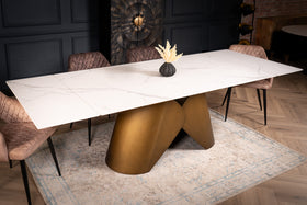Nemesis Extendable Italian Sintered Stone Dining Table in Italian White Marble Look 180-220-260 cm