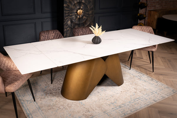 Nemesis Extendable Italian Sintered Stone Dining Table in Italian White Marble Look 180-220-260 cm
