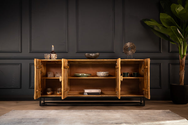 Sunset Handcrafted Solid Mango Wood Natural Brown Sideboard 177 cm