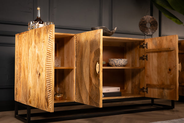 Sunset Handcrafted Solid Mango Wood Natural Brown Sideboard 177 cm