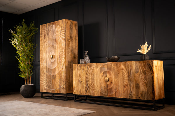 Sunset Handcrafted Solid Mango Wood Natural Brown Sideboard 177 cm
