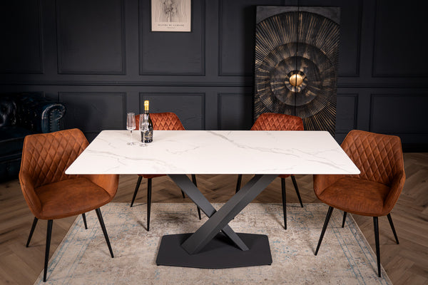 Eleganza Italian Sintered Stone Dining Table in Calacatta White Marble Look 180 cm