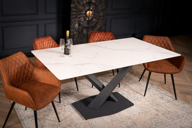 Eleganza Italian Sintered Stone Dining Table in Calacatta White Marble Look 180 cm