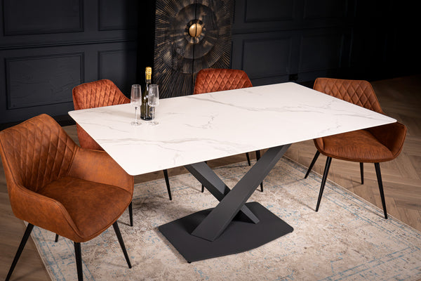 Eleganza Italian Sintered Stone Dining Table in Calacatta White Marble Look 180 cm