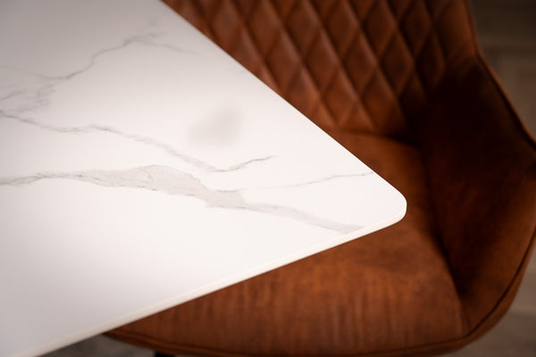 Eleganza Italian Sintered Stone Dining Table in Calacatta White Marble Look 180 cm