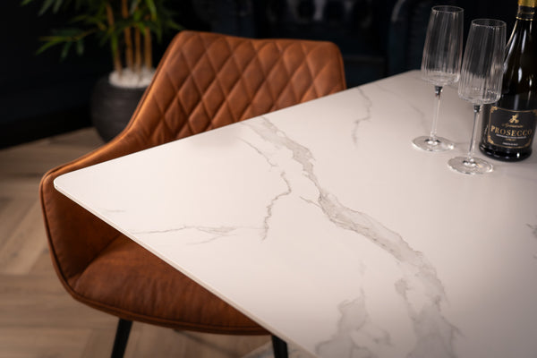 Eleganza Italian Sintered Stone Dining Table in Calacatta White Marble Look 180 cm