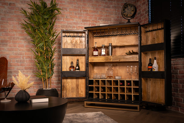 Scorpion Solid Mango Wood Bar Large Cabinet Black 95 x 141 2.0