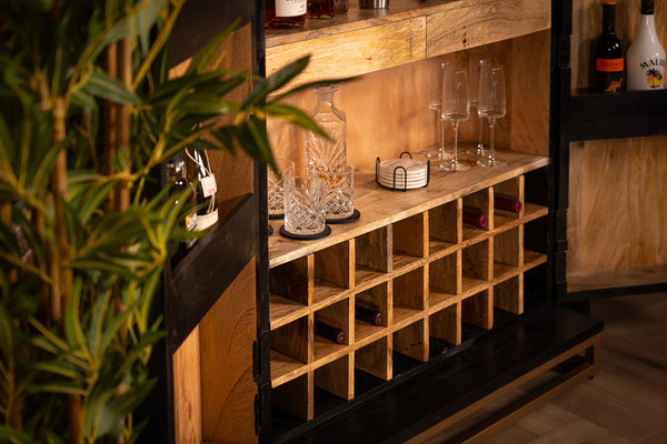 Scorpion Solid Mango Wood Bar Large Cabinet Black 95 x 141 2.0