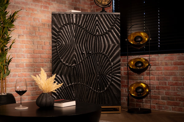 Scorpion Solid Mango Wood Bar Large Cabinet Black 95 x 141 2.0