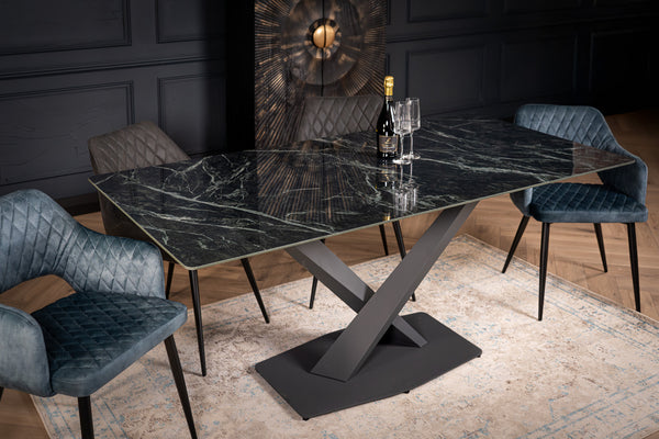 Eleganza Italian Sintered Stone Dining Table in Gloss Green Mist Marble Look 180 cm