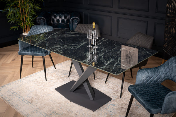 Eleganza Italian Sintered Stone Dining Table in Gloss Green Mist Marble Look 180 cm